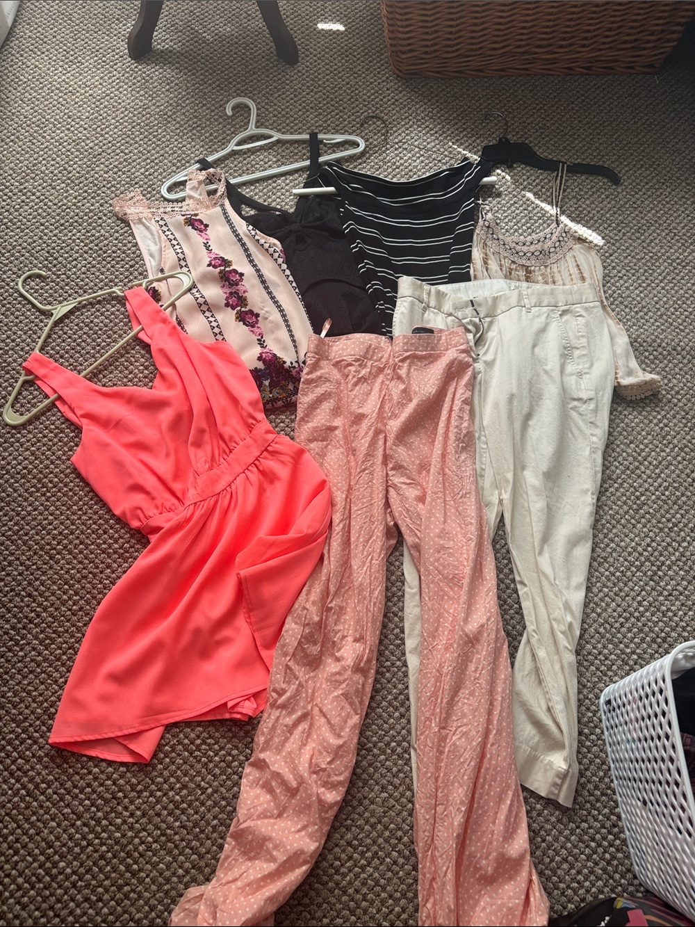 MAJORELLE  Pink Wide-Leg Polka Dot Pants Bundle- JCrew chinos and multiple tops